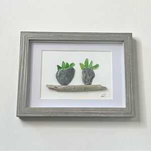 Sea Glass Plant Art Frame, Beach Glass Art, Nautical, Beach Decor, Housewarming